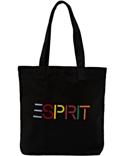 Esprit Canvas Tote Bag Met Logo - Zwart