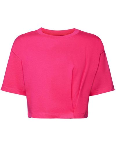 Esprit Cropped Jersey T-shirt Met Ronde Hals - Roze