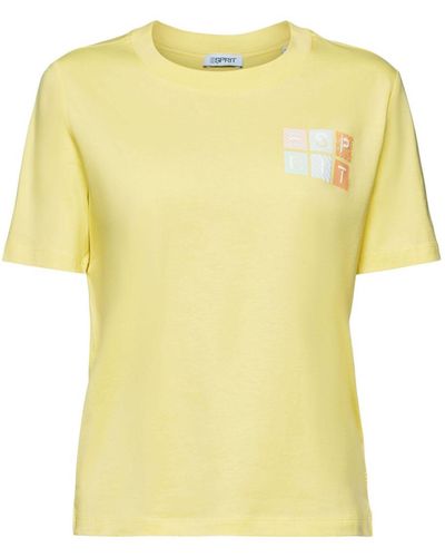 Esprit Jersey-T-Shirt mit Logo - Gelb