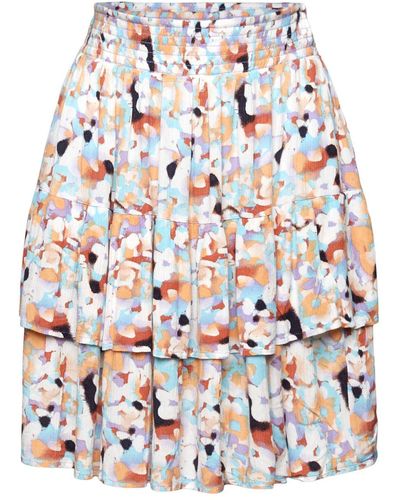 Esprit Mini-jupe texturée à fleurs - Multicolore