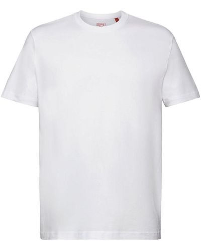 Esprit T-shirt Van Pima Katoen-jersey Met Ronde Hals - Wit