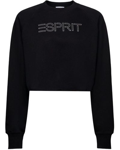 Esprit Logo-Sweatshirt in Cropped-Länge - Schwarz