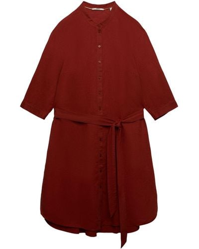 Esprit Curvy Hemdblusenkleid mit Gürtel - Rot