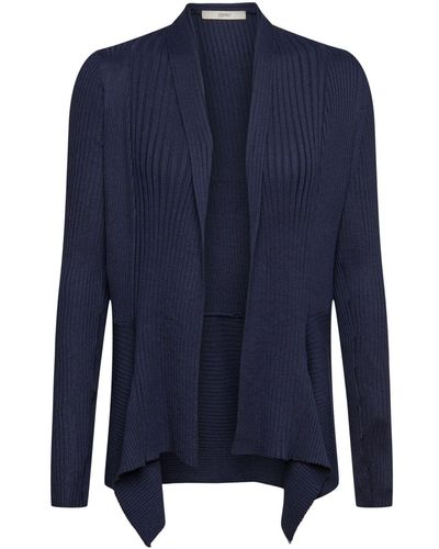 Esprit Ribgebreid Vest Met Een Asymmetrische Zoom - Blauw