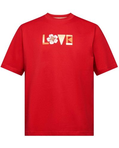 Esprit -T-Shirt aus Pima-Baumwolle mit Print (1-tlg) - Rot