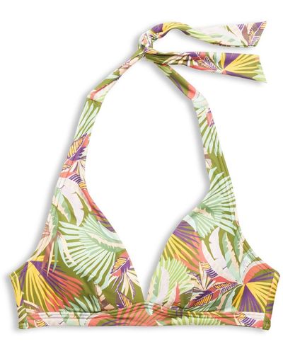 Esprit Wattiertes Neckholder-Bikinitop mit Print - Grün