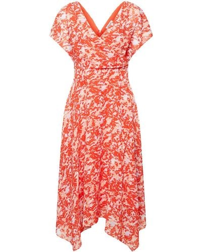 Esprit Chiffon Maxi-jurk Met V-hals En Print - Rood