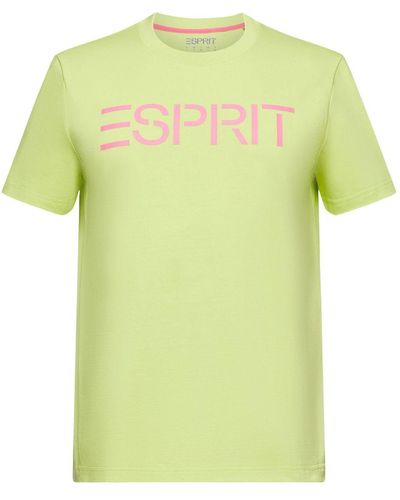 Esprit Uniseks T-shirt Van Katoen-jersey Met Logo - Geel