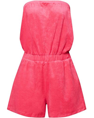 Esprit Gerecycled: Strand-jumpsuit Van Badstof - Roze