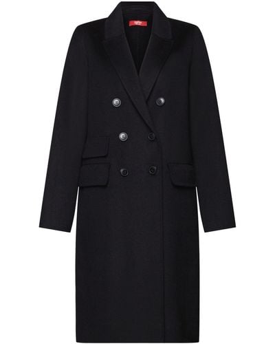 Esprit Doppelreihiger Mantel aus Wollmix - Schwarz
