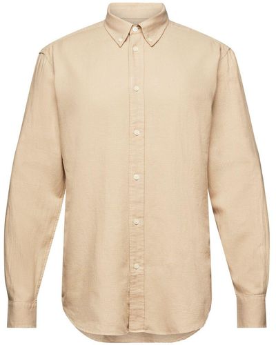Esprit Regular Fit-overhemd Met Ruitjes Van Katoen - Naturel