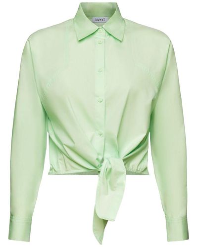 Esprit Cropped-Hemd mit Bindedetail - Grün