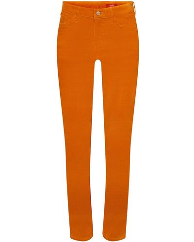 Esprit Pantalon slim en velours côtelé à taille mi-haute - Orange