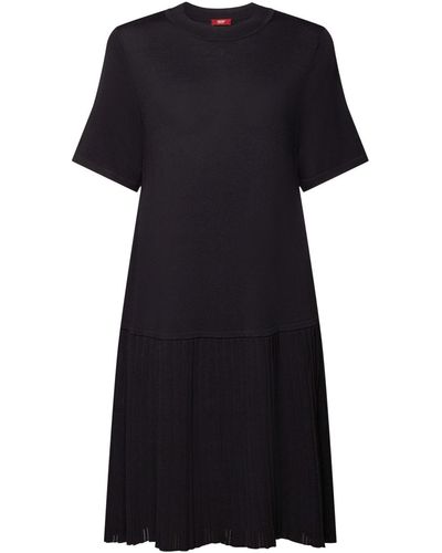 Esprit Minikleid Plissiertes Kleid mit tiefer Taille - Schwarz