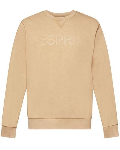 Esprit Sweatshirt Met Logoprint En Ronde Hals - Naturel