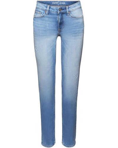 Esprit Straight- Gerade geschnittene Jeans mit mittelhohem Bund - Blau