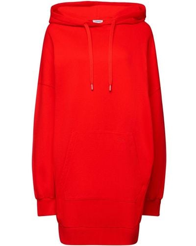 Esprit Minikleid Oversized Sweat-Kleid mit Kapuze - Rot