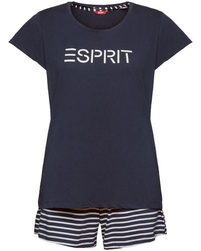 Esprit Pyjama court en jersey - Bleu