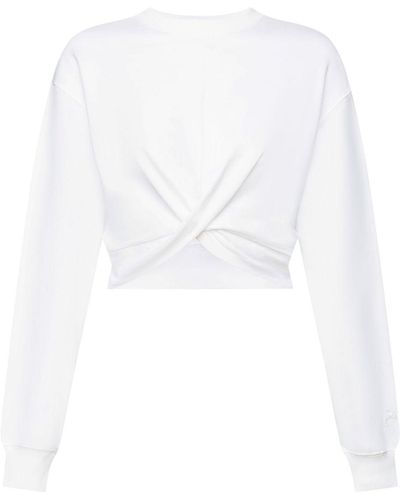 Esprit Cropped Sweatshirt Met Geknoopt Detail - Wit