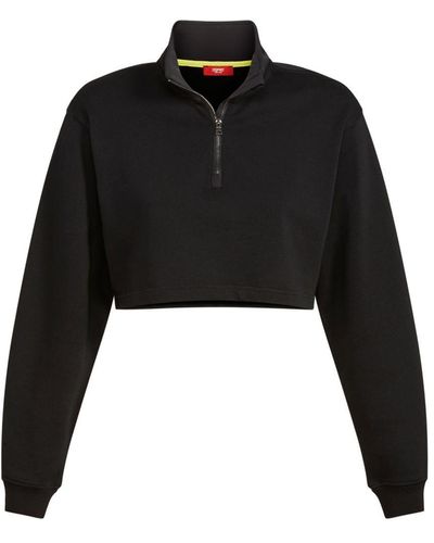 Esprit Cropped Terry Sweater Van Organic Cotton - Zwart