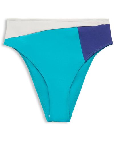 Esprit High Waist Bikinibroekje Met Hoge Taille In Colour Block-design - Blauw