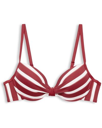 Esprit Gewatteerde Bikinitop Met Beugels En Strepen - Rood