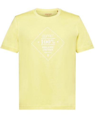 Esprit T-shirt Met Logoprint Van Katoen - Geel