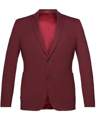 Esprit Anzugsakko Einreihiger Piqué-Jersey-Blazer - Rot