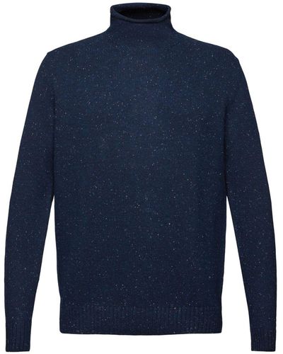 Esprit Pullover mit Stehkragen aus Wollmix - Blau