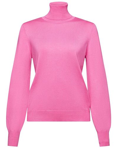 Esprit Pull basique à col roulé - Rose