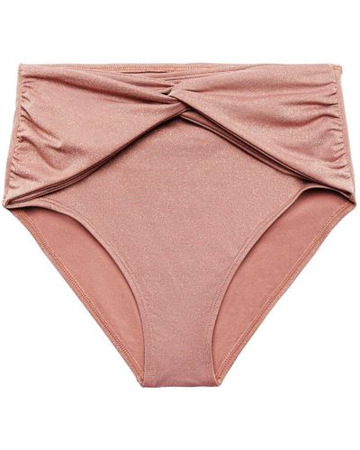 Esprit En matière recyclée : le bas de bikini scintillant taille haute - Rose