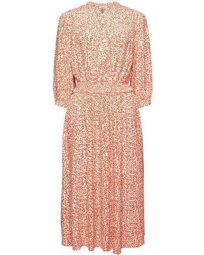 Esprit Crêpe Midi-jurk Met Print - Roze