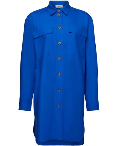 Esprit Oversized Overhemd Met Knoopsluiting - Blauw