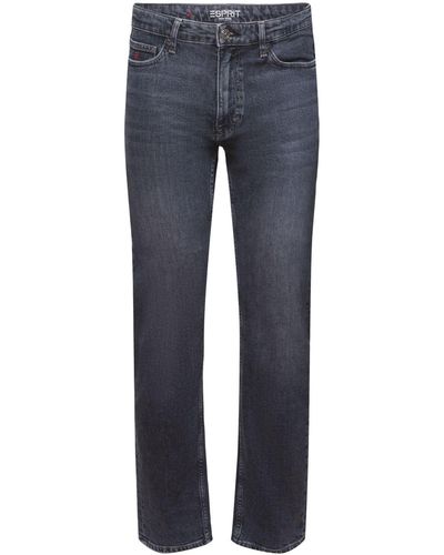 Esprit Jeans Met Middelhoge Taille En Rechte Pijpen - Blauw