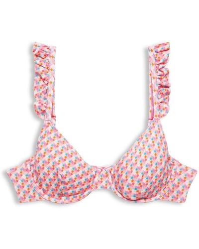 Esprit Bügel-Bikinitop mit geometrischem Muster - Pink