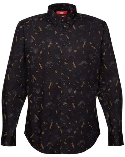 Esprit Katoenen Overhemd Met Motief - Zwart