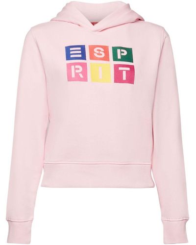 Esprit Sweat à capuche en coton biologique orné d'un logo brodé - Rose