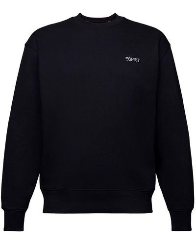 Esprit Uniseks Fleece Sweatshirt Met Logo - Blauw