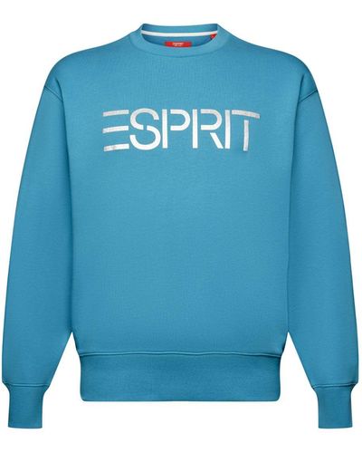 Esprit Sweatshirt Van Organic Cotton Met Ronde Hals En Logo - Blauw
