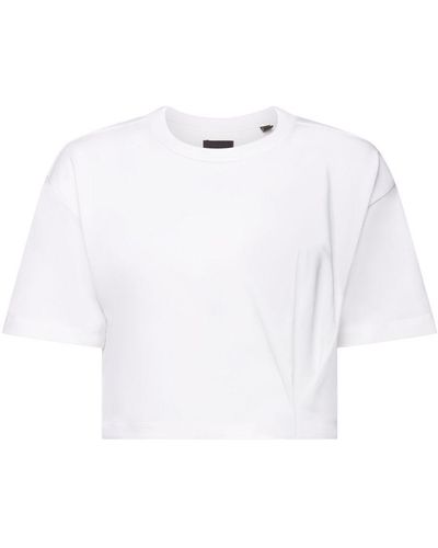 Esprit Cropped Jersey T-shirt Met Ronde Hals - Wit