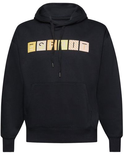 Esprit Sweatshirt Van Fleece Met Hoodie En Logo - Zwart