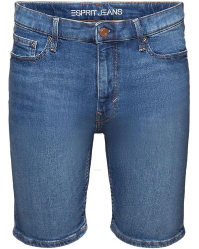 Esprit Short en jean de coupe droite - Bleu
