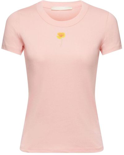 Esprit T-shirt Met Bloemenprint Op De Borst - Roze