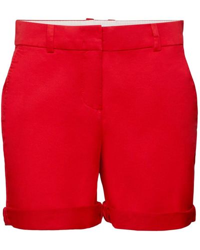 Esprit Shorts Twillshorts mit Umschlagsaum (1-tlg) - Rot