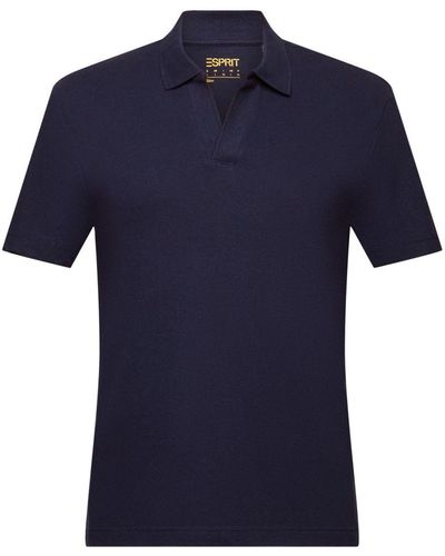Esprit Katoen-linnen Poloshirt - Blauw