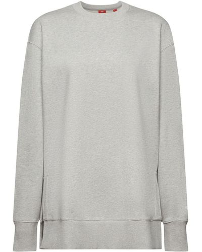 Esprit Oversized Sweater Met Ronde Hals En Splitjes In De Zomen - Grijs