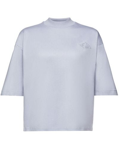 Esprit T-shirt en coton à col droit orné d'un logo - Multicolore