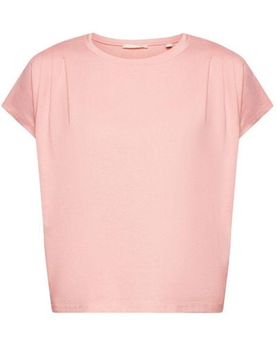 Esprit T-shirt Met Geplooide Details - Roze
