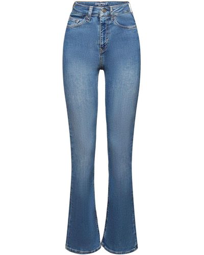 Esprit High Rise Bootcut Jeans Met Stretch - Blauw