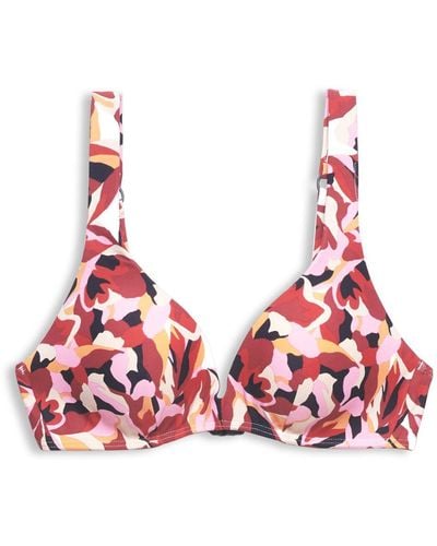 Esprit Wattiertes Carilo Bikinitop mit Blumenprint - Rot